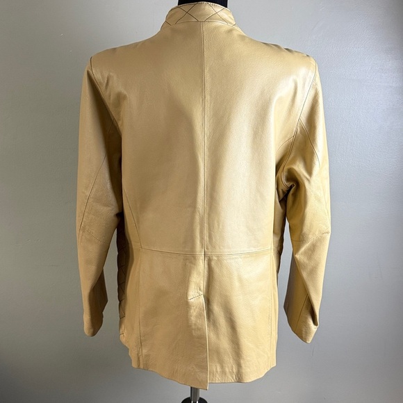 Pamela McCoy Collections Quilted Tan Leather Jacket Coat Sz 1X - Picture 5 of 15